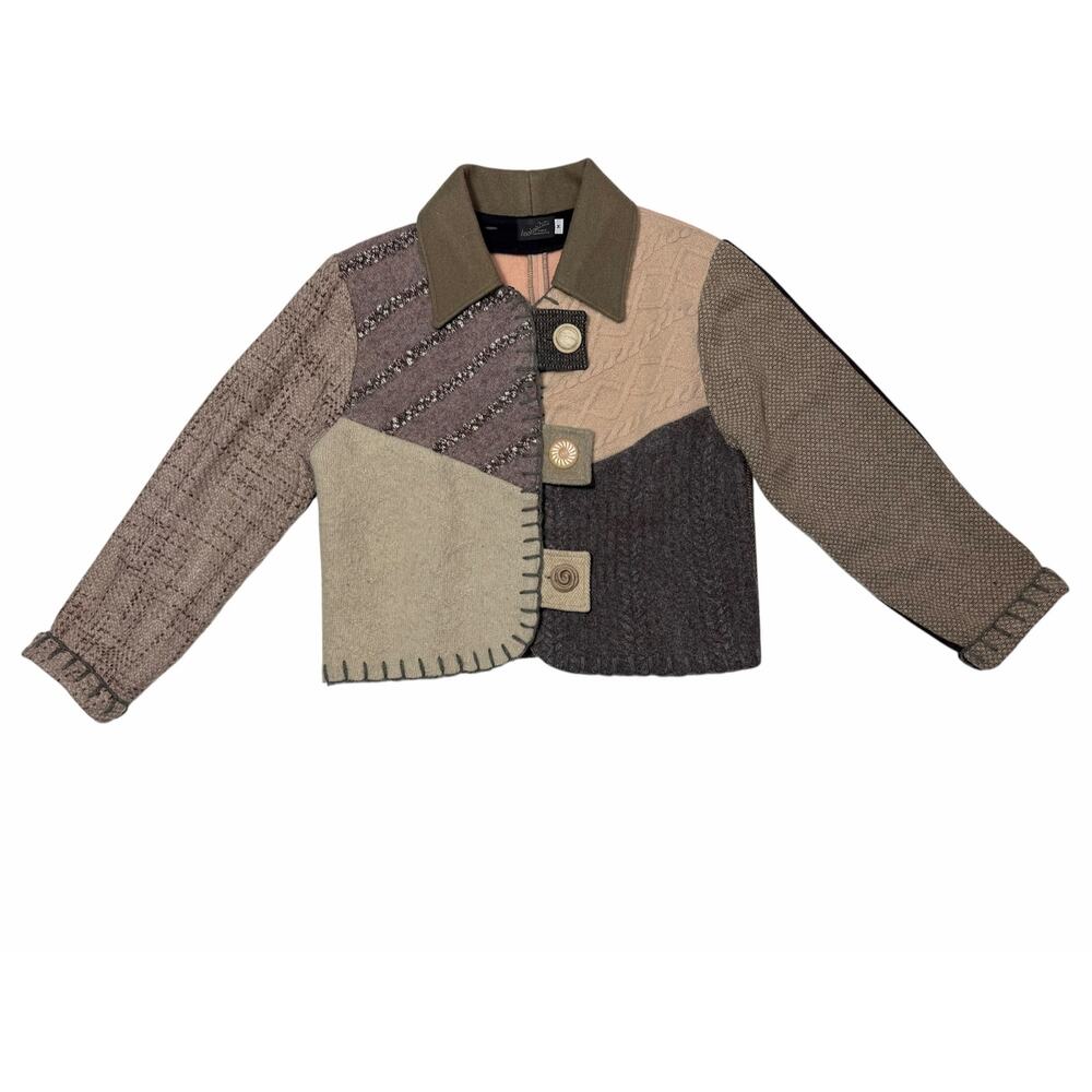 Baabaazuzu Vintage Wool Patchwork Jacket Women’s Medium Artisan Lagenlook Boho